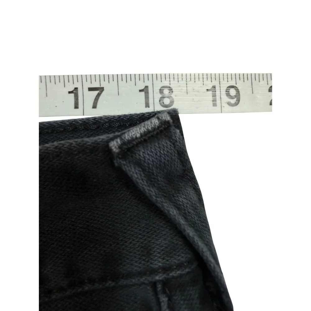 True Religion Straight Flap Black Denim Shorts Raw Hem 36 Faded Grunge Y2K Skate